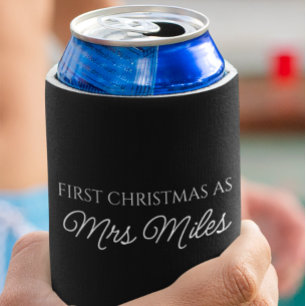 Personalised 'First Christmas as a Mrs.' Surname Can Cooler