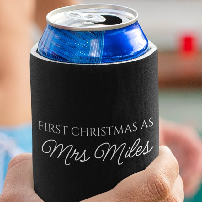 Personalised 'First Christmas as a Mrs.' Surname Can Cooler (Personalized 'First Christmas as a Mrs.' Surname Can Cooler)