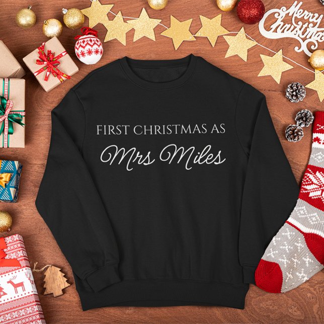 Personalised 'First Christmas as a Mrs.' Surname Sweatshirt (Personalized 'First Christmas as a Mrs.' Surname Sweatshirt)