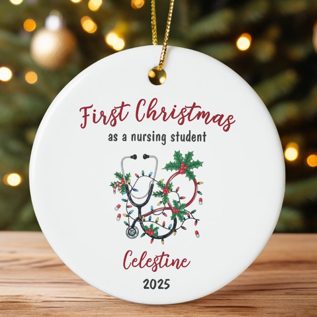 Personalised First Christmas as a Nursing Student Ceramic Ornament (Creator Uploaded)