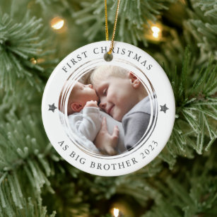 Personalised First Christmas as Big Brother Photo Ceramic Ornament