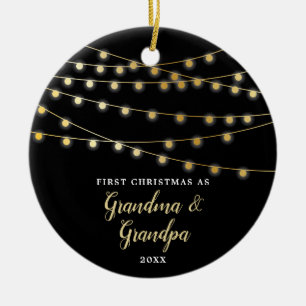 Personalised First Christmas As Grandma & Grandpa Ceramic Ornament
