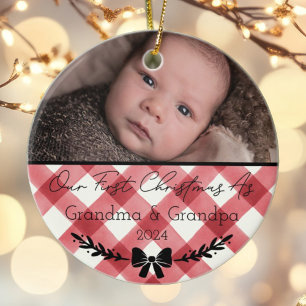 Personalised First Christmas As Grandparents Photo Ceramic Ornament