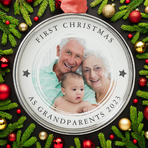 Personalised First Christmas as Grandparents Photo Metal Ornament
