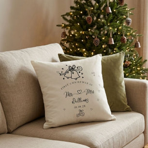 Personalised first christmas as mr and mrs cushion