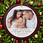 Personalised First Christmas as Parents Photo Ceramic Ornament<br><div class="desc">Personalise this ornament with a favourite photo to give to the new parents as a keepsake ornament to hang on their tree.</div>
