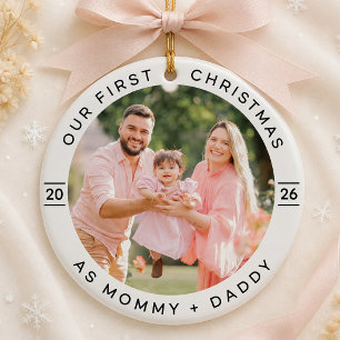 Personalised First Christmas as Parents Photo Ceramic Ornament