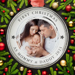 Personalised First Christmas as Parents Photo Metal Ornament<br><div class="desc">Personalise this ornament with a favourite photo to give to the new parents as a keepsake ornament to hang on their tree.</div>