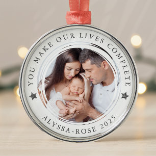 Personalised First Christmas as Parents Photo Metal Ornament