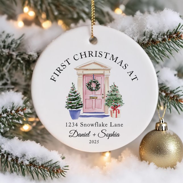 Personalised First Christmas At Our New Home Ceramic Ornament (Creator Uploaded)