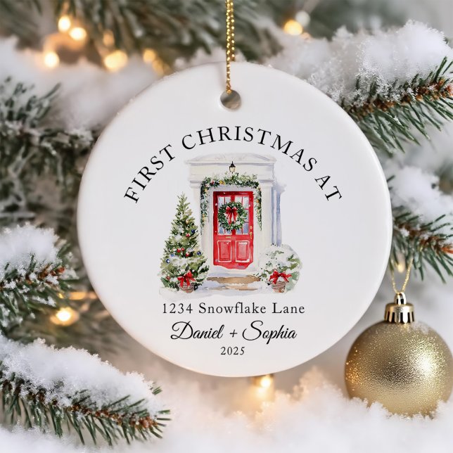 Personalised First Christmas At Our New Home Ceramic Ornament (Creator Uploaded)