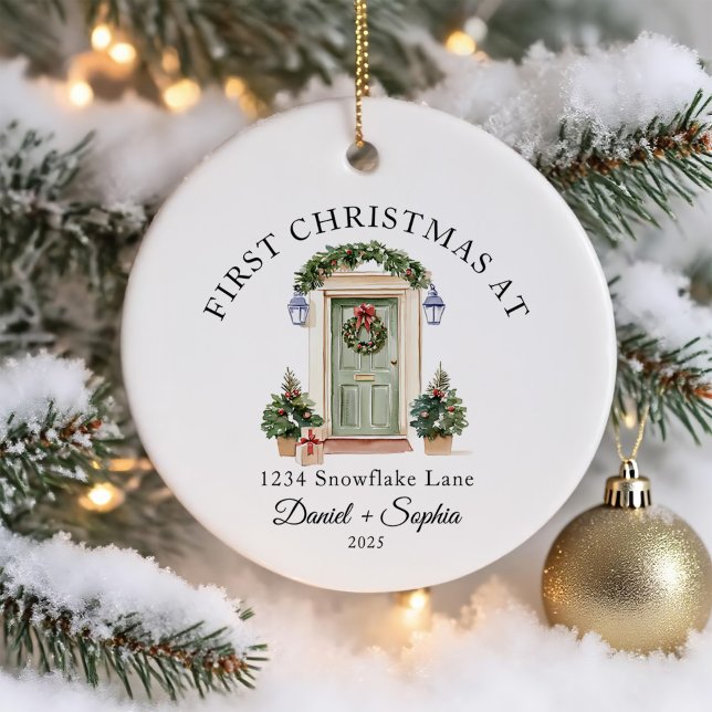 Personalised First Christmas At Our New Home Ceramic Ornament (Creator Uploaded)