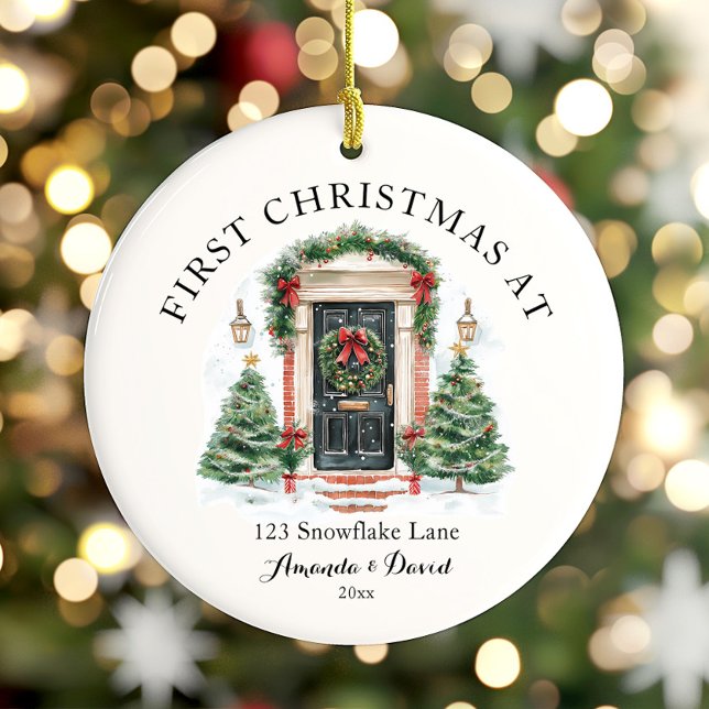 Personalised First Christmas At Our New Home Ceramic Ornament (Creator Uploaded)