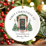 Personalised First Christmas At Our New Home Ceramic Ornament<br><div class="desc">The Personalised First Christmas At Our New Home Ceramic Ornament is a beautiful keepsake to celebrate a milestone holiday season! Crafted from high-quality ceramic, this ornament features a charming design with festive elements and space to personalise with names, the year, or a heartfelt message. Perfect for commemorating your first Christmas...</div>