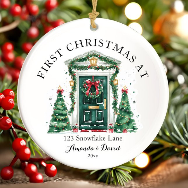 Personalised First Christmas At Our New Home Ceramic Ornament (Creator Uploaded)