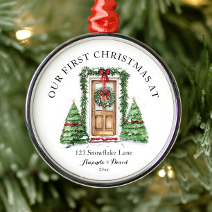 Personalised First Christmas At Our New Home Metal Ornament
