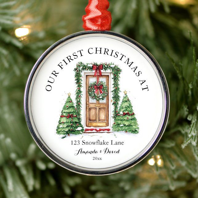 Personalised First Christmas At Our New Home Metal Ornament (Creator Uploaded)