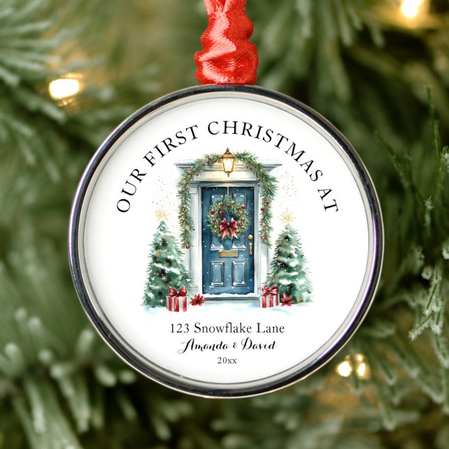 Personalised First Christmas At Our New Home Metal Ornament (Creator Uploaded)