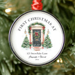 Personalised First Christmas At Our New Home Metal Ornament<br><div class="desc">The Personalised First Christmas At Our New Home Ceramic Ornament is a beautiful keepsake to celebrate a milestone holiday season! Crafted from high-quality ceramic, this ornament features a charming design with festive elements and space to personalise with names, the year, or a heartfelt message. Perfect for commemorating your first Christmas...</div>