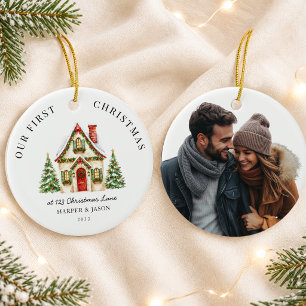Personalised First Christmas At Our New Home Photo Ceramic Ornament