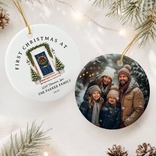 Personalised First Christmas At Our New Home Photo Ceramic Ornament