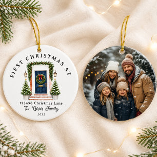 Personalised First Christmas At Our New Home Photo Ceramic Ornament
