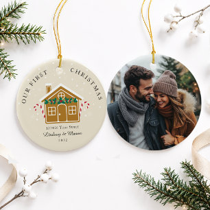 Personalised First Christmas At Our New Home Photo Ceramic Ornament