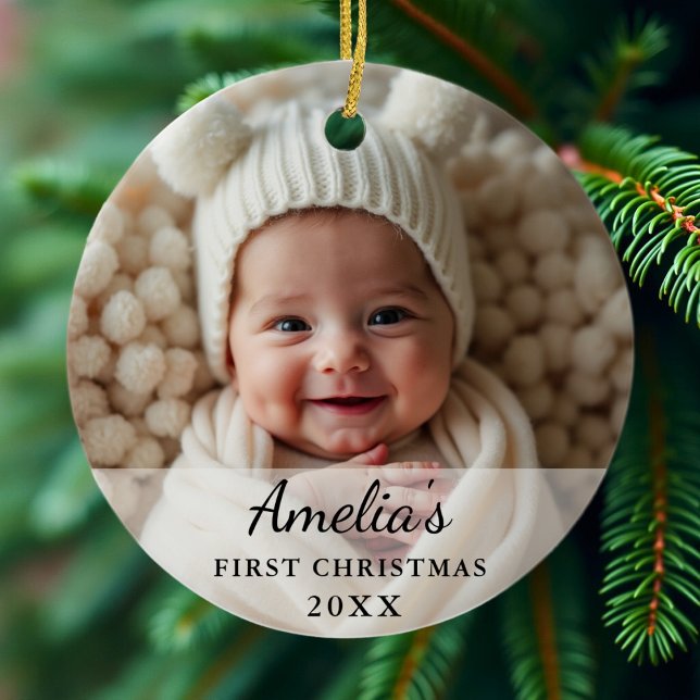 Personalised First Christmas Baby Photo Ceramic Ornament (Creator Uploaded)