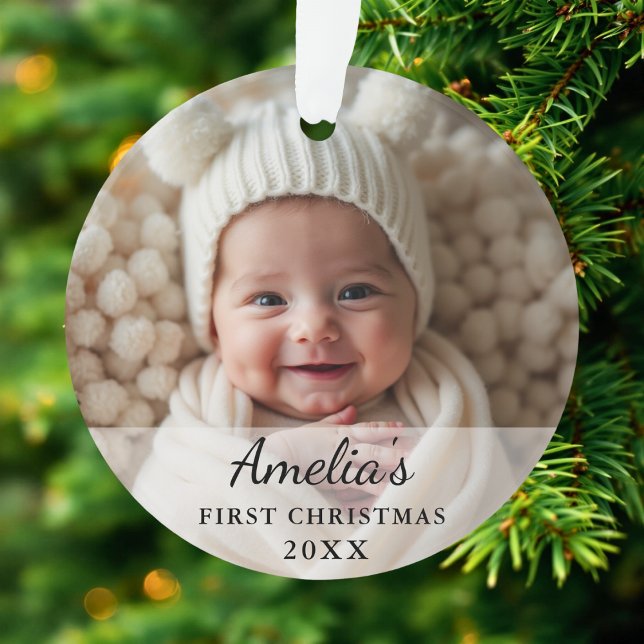 Personalised First Christmas Baby Photo Ornament (Creator Uploaded)