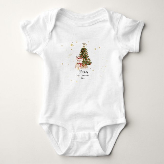 Personalised First Christmas Baby Pillow Bodysuit (Front)