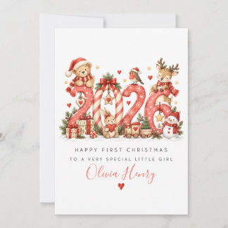 Personalised First Christmas Card For Little Girl