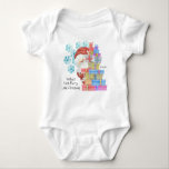 Personalised First Christmas Cute Santa and Gifts Baby Bodysuit<br><div class="desc">Cute bodysuit for a baby boy or baby girl's first Christmas. The design features a watercolor illustration of Santa,  a stack of gifts and snowflakes. The wording is fully editable and currently reads "[name's] first merry little christmas" in whimsical typography and you can also edit the year.</div>