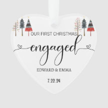 Personalised First Christmas Engaged Gift Ornament