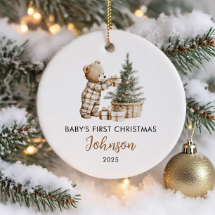 Personalised First Christmas for Baby Bear Ceramic Ornament