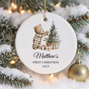 Personalised First Christmas for Baby Bear Ceramic Ornament