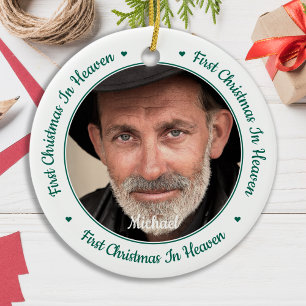 Personalised First Christmas Heaven Memorial Photo Ceramic Ornament