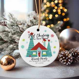 Personalised First Christmas in a New Home  Ceramic Ornament