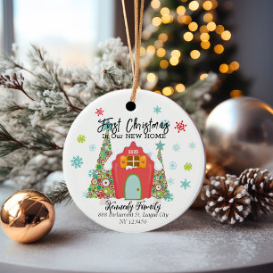 Personalised First Christmas in a New Home  Ceramic Ornament