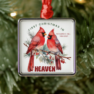 Personalised First Christmas In Heaven Metal Ornament
