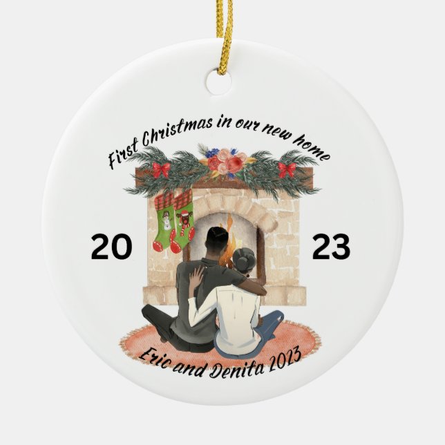 Personalised , first Christmas in new home  Ceramic Ornament (Front)