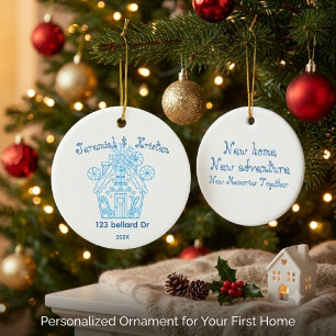 Personalised First Christmas in Our New Home  Ceramic Ornament
