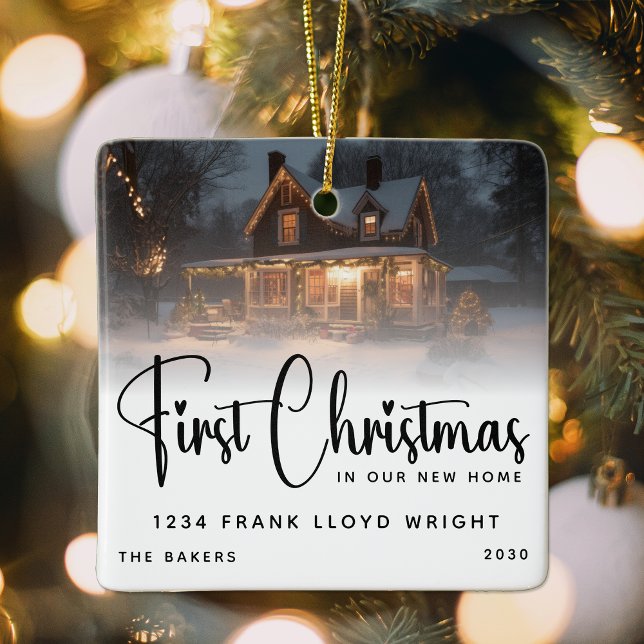 Personalised First Christmas In Our New Home  Ceramic Ornament (Creator Uploaded)