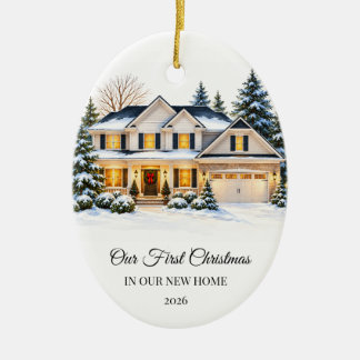 Personalised First Christmas in Our New Home Ornam Ceramic Ornament