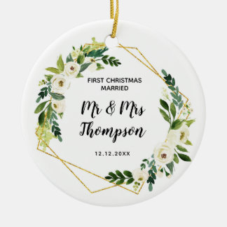 Personalised First Christmas Married as Mr & Mrs Ceramic Ornament
