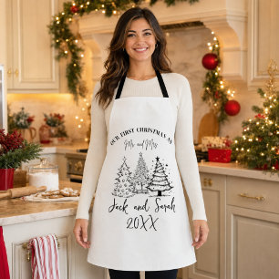 Personalised First Christmas Mr. and Mrs. Apron