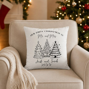 Personalised First Christmas Mr. and Mrs. Cushion