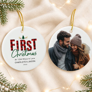 Personalised First Christmas New Home 1 Photo  Ceramic Ornament