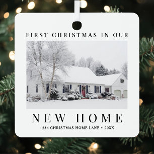 Personalised First Christmas New Home House Metal Tree Decoration