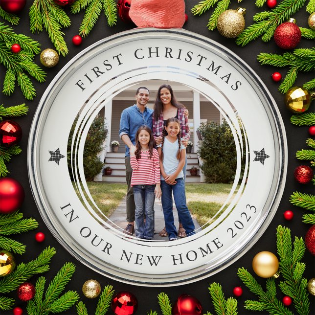 Personalised First Christmas New Home Photo Metal Ornament (Creator Uploaded)