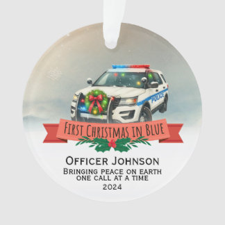 Personalised First Christmas Police Ornament
